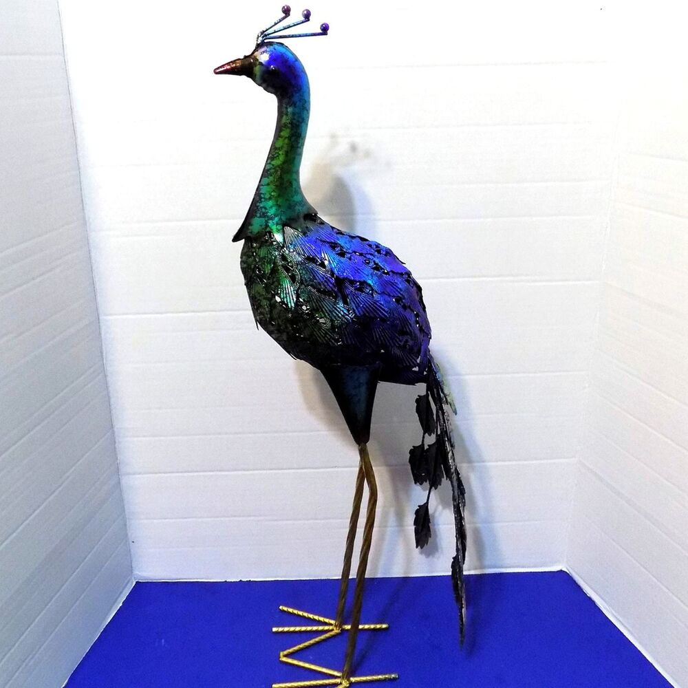 NEW Metal Peacock Sculpture Figurine Hand Crafted